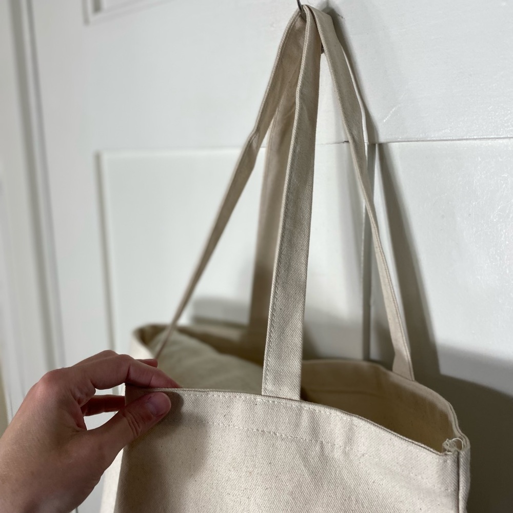 Vanity Fair Canvas Neutral Black Tote Bag Reusable Shopping Bag - Picture 9 of 11